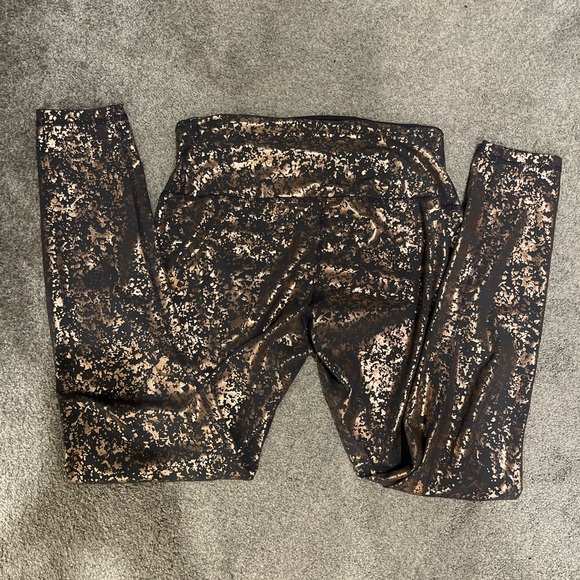 DYI grey and gold foil leggings tights, 7/8 ankle length, size M - Picture 1 of 4